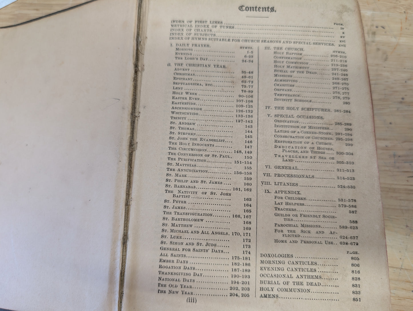 Antique hymnal called the church hymnal