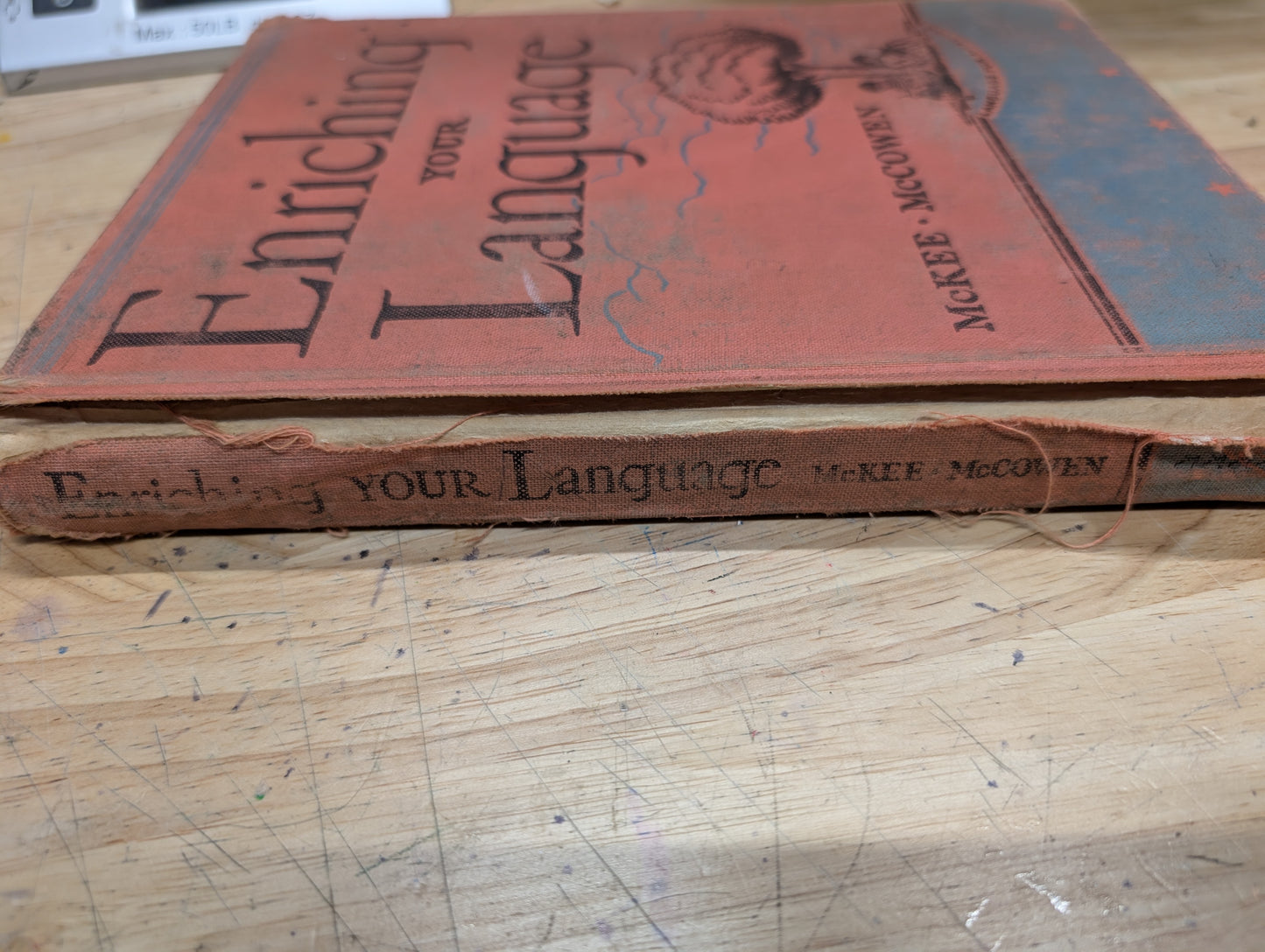 Enriching your language vintage 1947 textbook grungy pages grungy cover perfect for junk journals