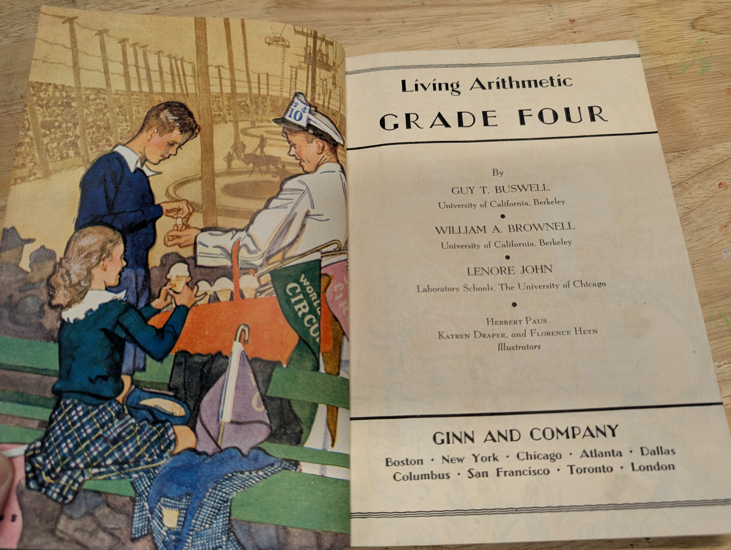 Living arithmetic grade 4 1943 vintage textbook vintage reader grungy pages retro images great for junk journals, collage mixed media