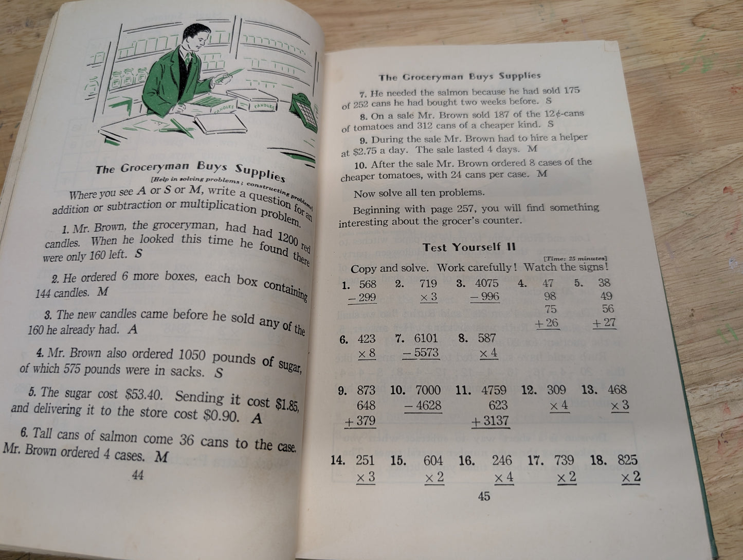 Living arithmetic grade 4 1943 vintage textbook vintage reader grungy pages retro images great for junk journals, collage mixed media