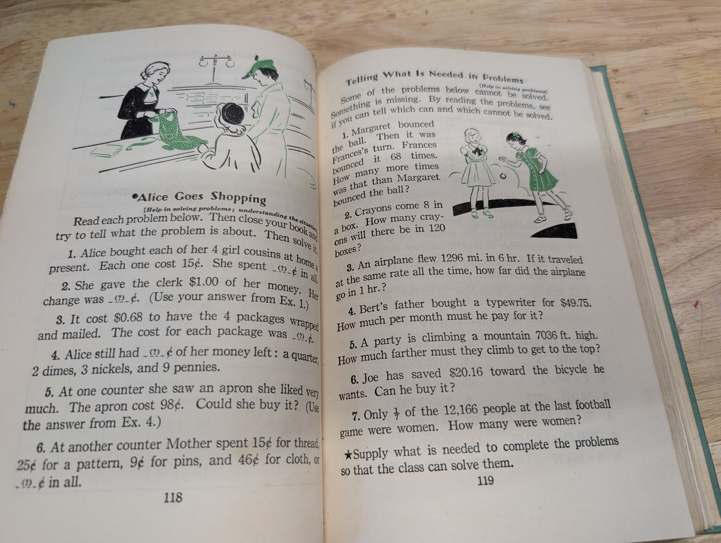 Living arithmetic grade 4 1943 vintage textbook vintage reader grungy pages retro images great for junk journals, collage mixed media