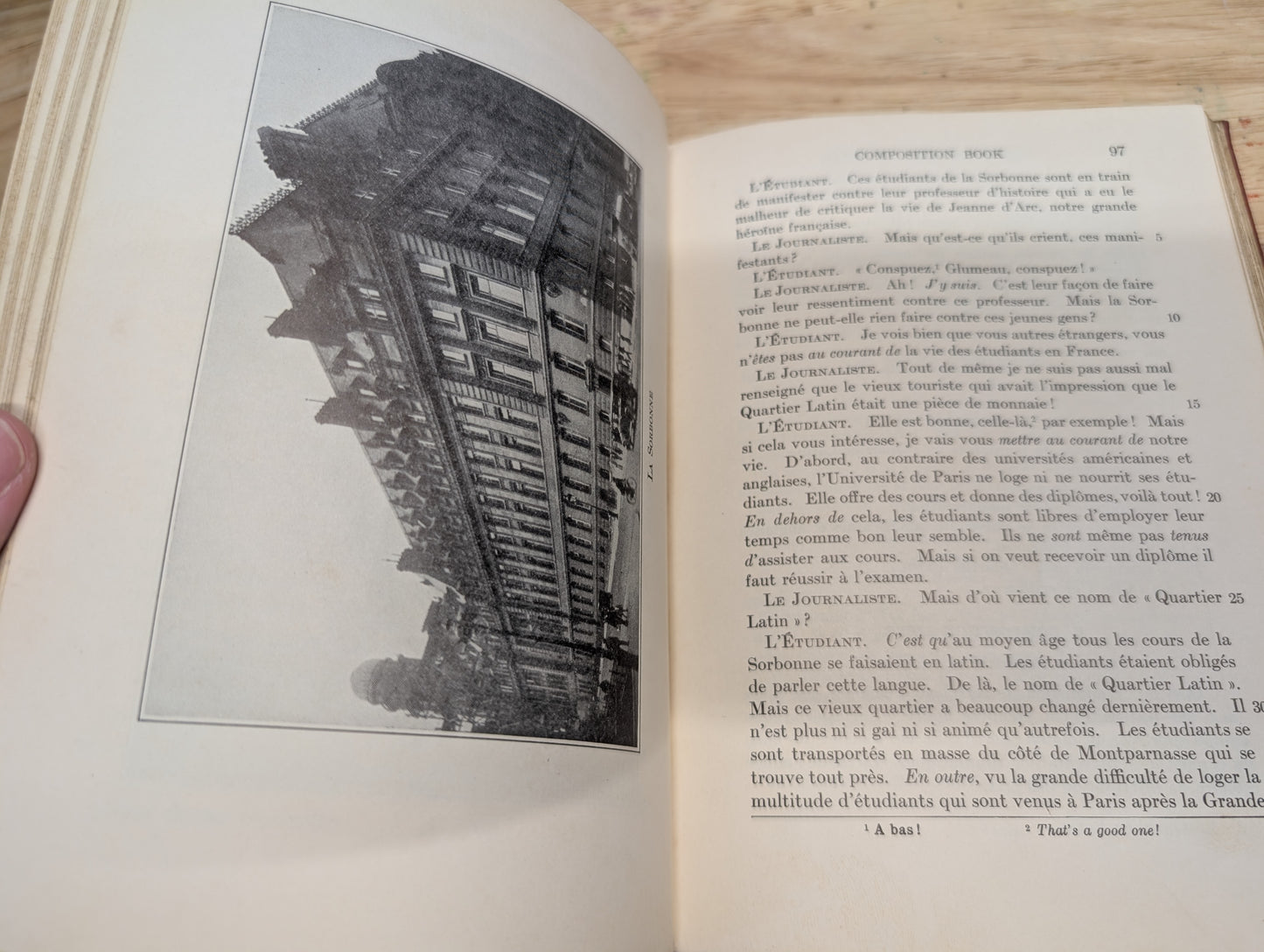 New French review grammar 1935 vintage French textbook great for junk journals, collage, mixed media and paper crafts