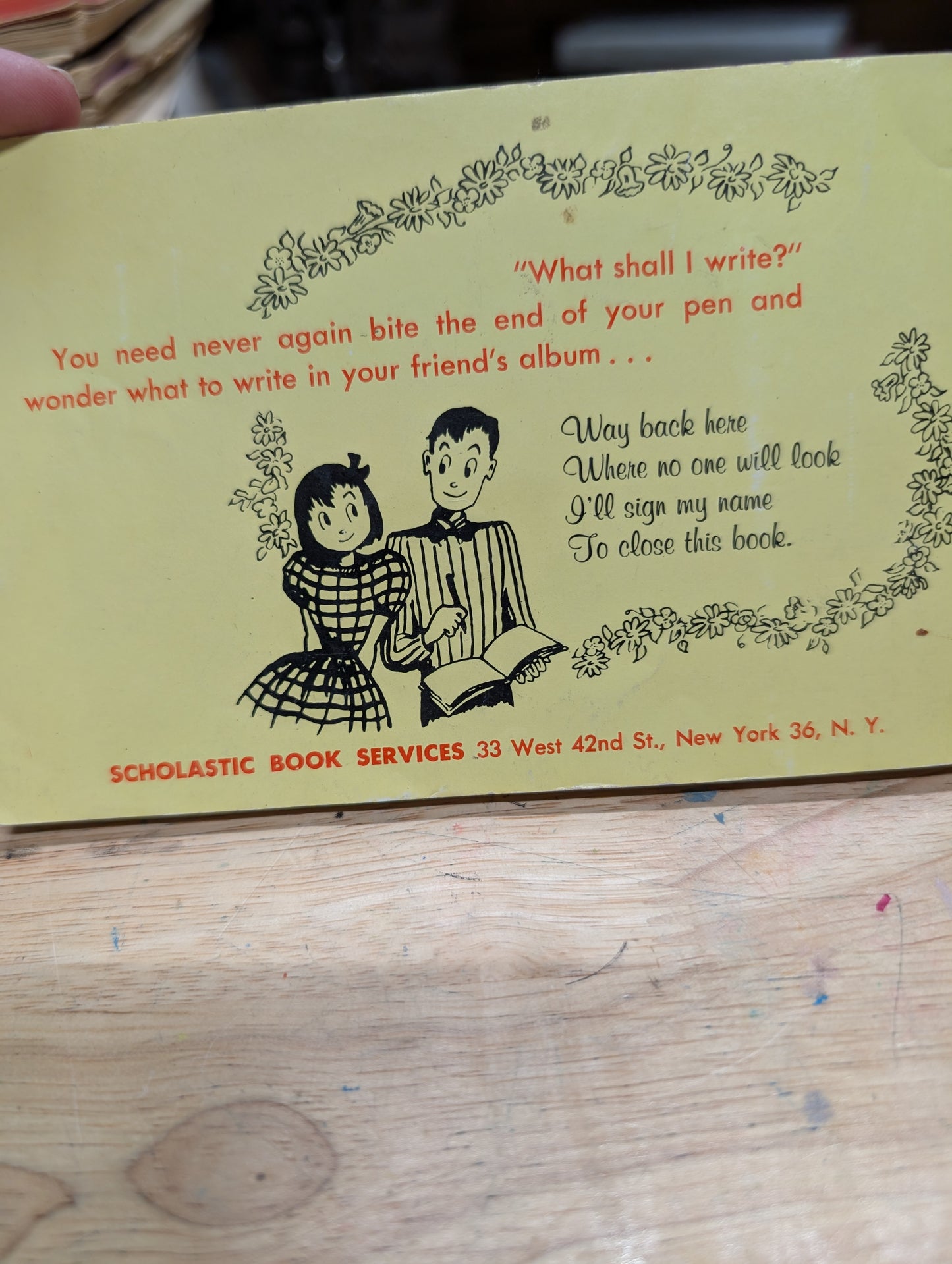 Yours till Niagara falls a collection of autograph verses 6th printing April 1963