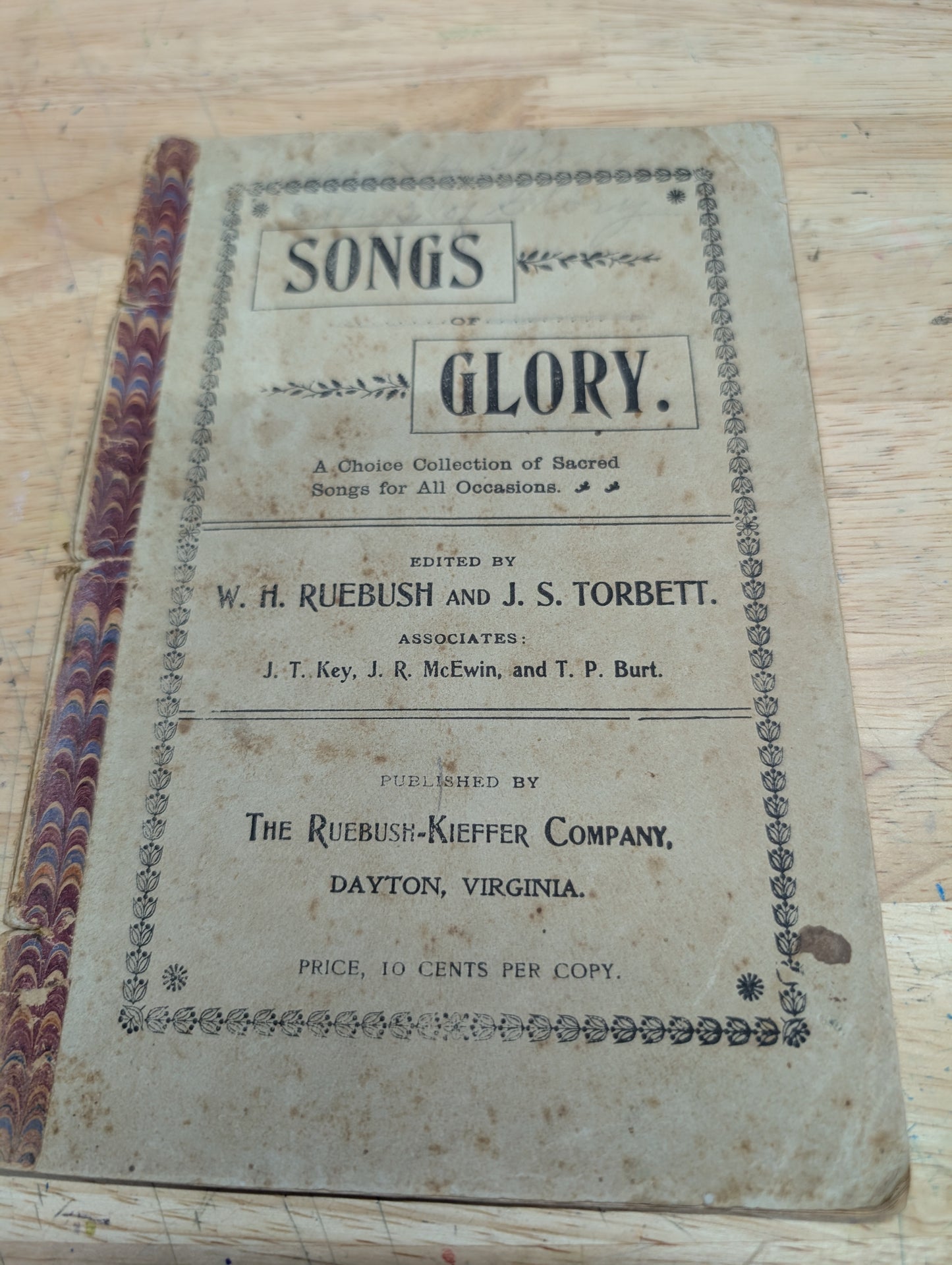 Songs of Glory antique hymnal from 1901