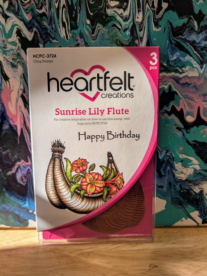 RARE DISCONTINUED Heartfelt sunrise Lily flute cling stamp set for card making, scrapbooking, mixed media, paper crafts