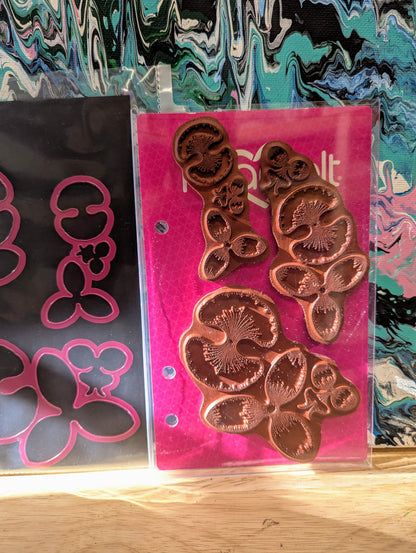 RARE DISCONTINUED Heartfelt Botanic orchid cling stamp & die set for card making, scrapbooking, mixed media, paper crafts