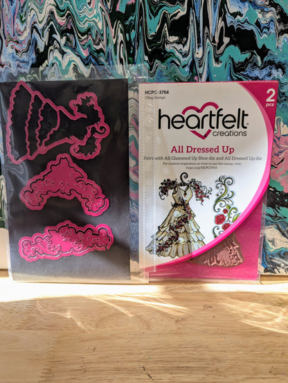 RARE DISCONTINUED All dressed up cling stamp & die set for card making, scrapbooking, mixed media, paper crafts