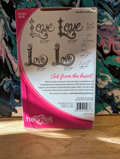 RARE DISCONTINUED Classic love cling stamp & die set for card making, scrapbooking, mixed media, paper crafts