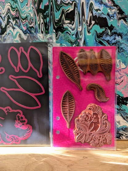 RARE DISCONTINUED Tropical cockatoo cling stamp & die set for card making, scrapbooking, mixed media, paper crafts