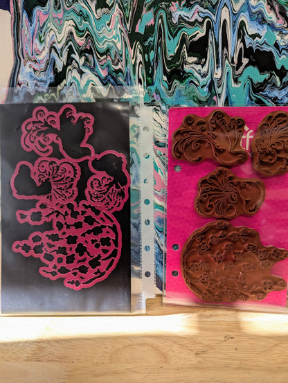 RARE DISCONTINUED Heartfelt Flowering dogwood & doves cling stamp & die set for card making, scrapbooking, mixed media, paper crafts