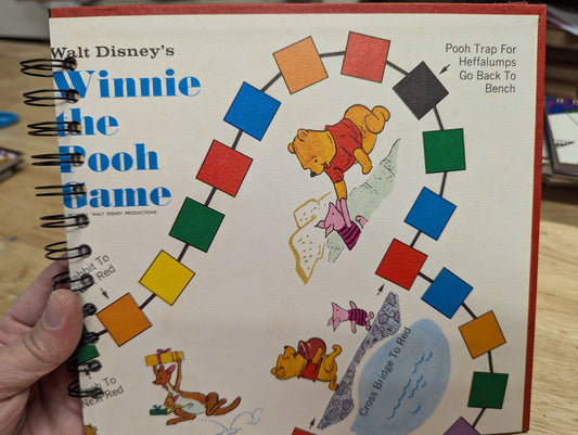 Winnie the Pooh Game (Title) Repurposed Board Game Junk Journal Notepad