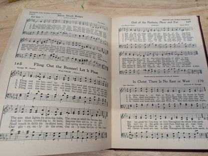 Hymns for creative living 1935 vintage hymnal prayer Journal collage Bible Journal art Journal hymnal pages