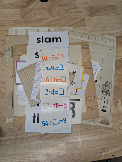 65+ pieces School Days Collage Kit -  A mix of old and new ephemera pieces for collage, junk journal, art journal, mixed media