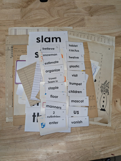 65+ pieces School Days Collage Kit -  A mix of old and new ephemera pieces for collage, junk journal, art journal, mixed media