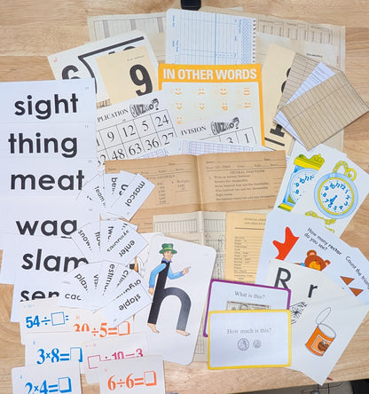 65+ pieces School Days Collage Kit -  A mix of old and new ephemera pieces for collage, junk journal, art journal, mixed media