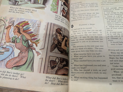 Enriching your language vintage 1947 textbook grungy pages grungy cover perfect for junk journals