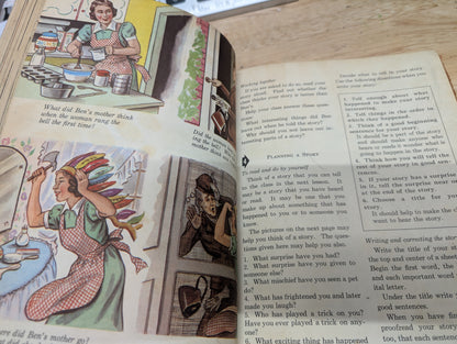 Enriching your language vintage 1947 textbook grungy pages grungy cover perfect for junk journals