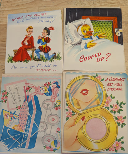 Lot of 4 Vintage Pop-up Greeting Cards, Unused Greeting Cards