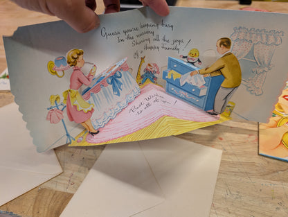 Lot of 4 Vintage Pop-up Greeting Cards, Unused Greeting Cards