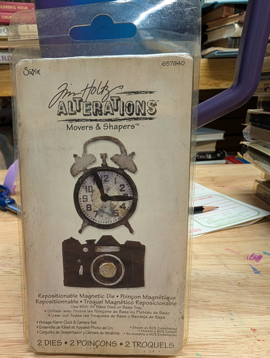 Tim Holtz Alterations Bigz Die Movers & Shapers Vintage Alarm Clock and Camera