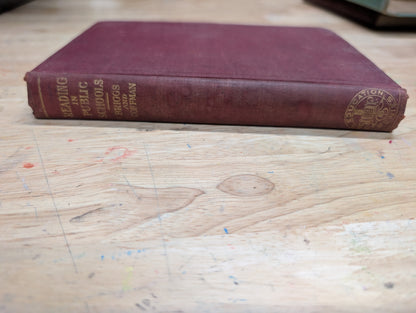 Reading in public schools antique textbook 1911 red book cover great for junk journals, collage art journals, mixed media paper crafts