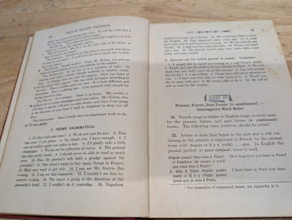 New French review grammar 1935 vintage French textbook great for junk journals, collage, mixed media and paper crafts