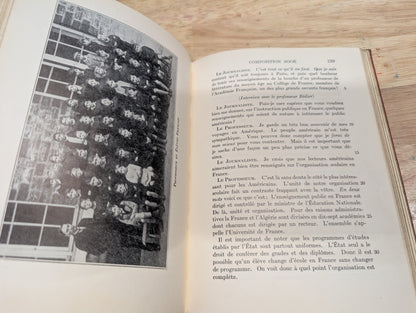 New French review grammar 1935 vintage French textbook great for junk journals, collage, mixed media and paper crafts