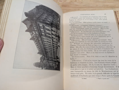New French review grammar 1935 vintage French textbook great for junk journals, collage, mixed media and paper crafts
