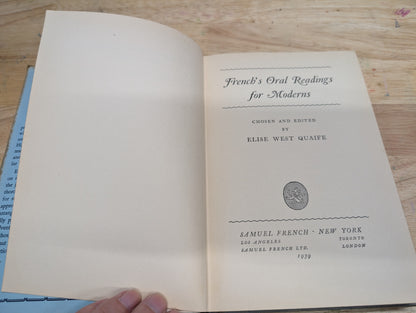 French's oral readings for moderns a Samuel French published book 1939