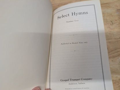 Select hymns number 2 gospel trumpet company 1950 vintage hymnal
