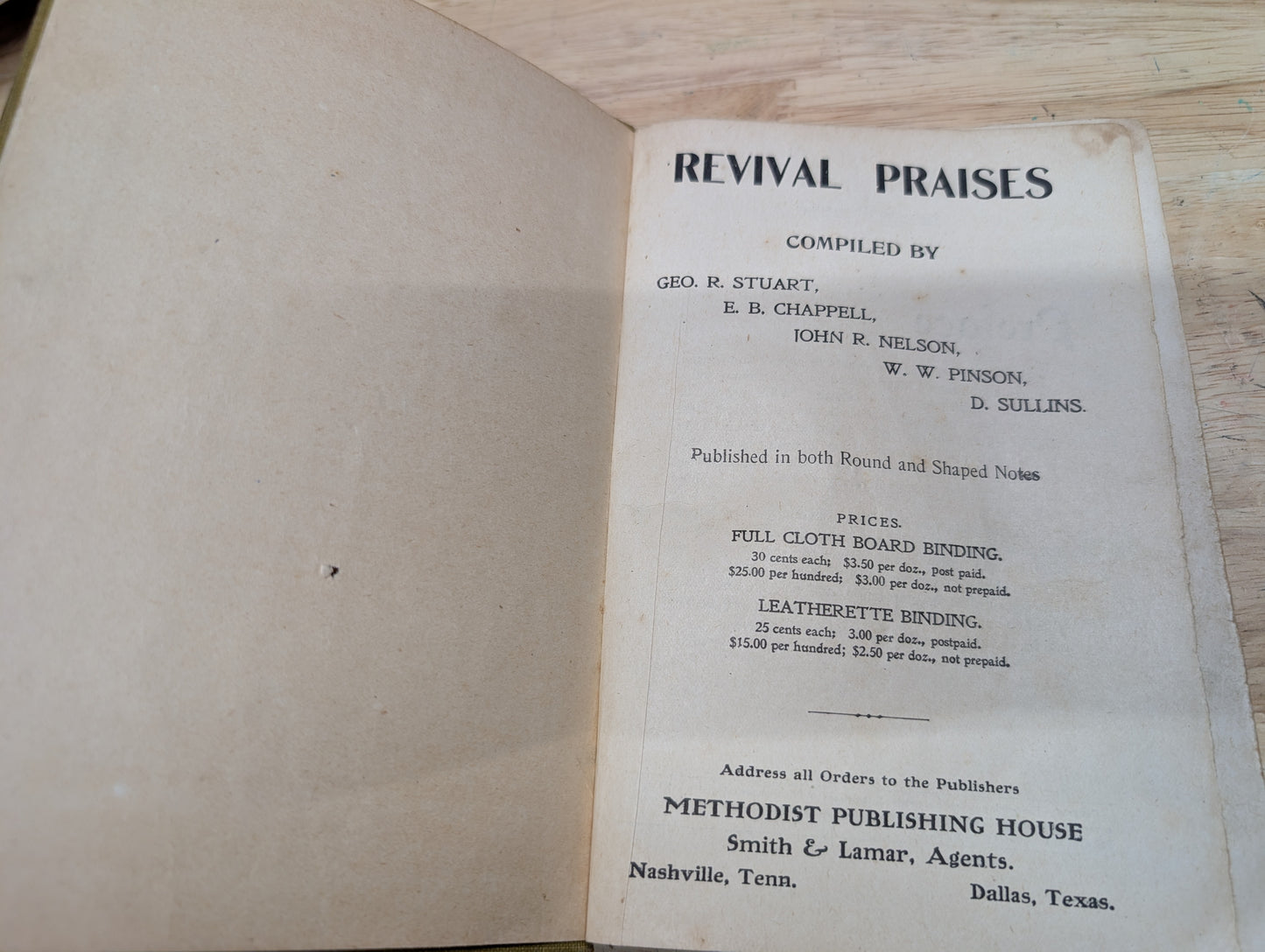 Revival praises antique hymnal 1907 Methodist publishing House round and shaped notes