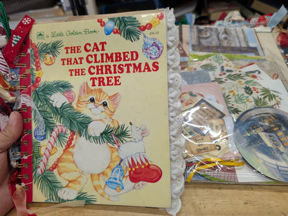 The Cat that Climbed the Christmas Tree Little Golden Book Junk Journal