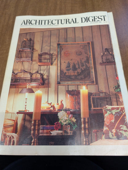 Architectural digest November 1985 vintage magazine for collage, junk journals, art journals, glue books, mixed media