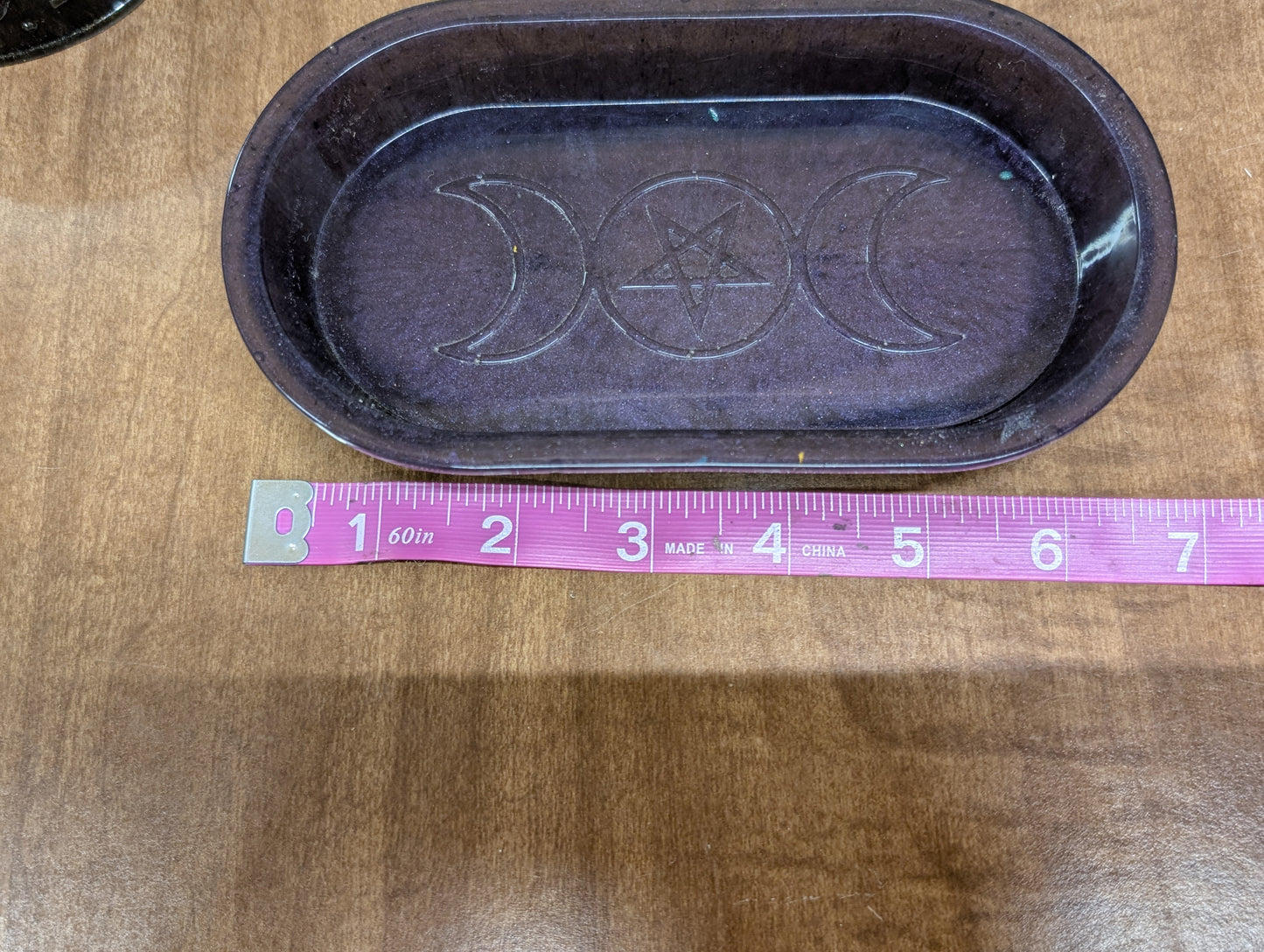 Triple Moon Witchy Dark Purple Resin Trinket Tray
