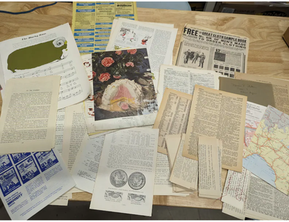 Book Page Soup Collage Pack, Masterboard, Gluebook, Junk Journal, Ephemera, Card Making, Mixed Media, Backgrounds, Altered Book, Art Journal