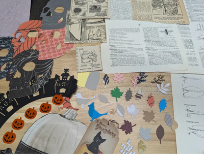 Fall Collage Kits 2 Different Sizes 50+ or 80+ pieces Autumn Collage Paper Crafts Gluebook Art Journal Junk Journal Card Making Scrapbooking