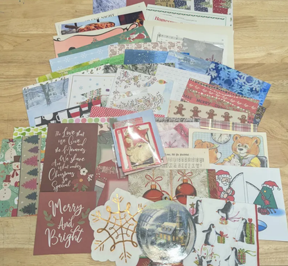 80+ pieces Christmas collage pack for Christmas crafts, Christmas paper crafts, December daily kit, junk journal, art journal