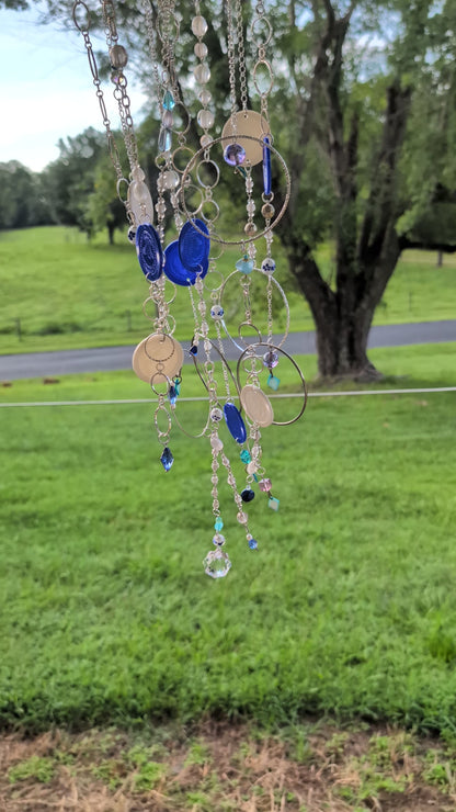 Repurposed CD Blue & White Wind Chime
