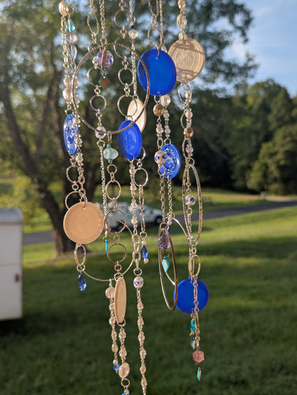 Repurposed CD Blue & White Wind Chime