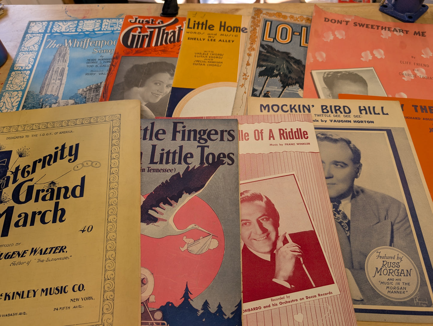 Lot of 10 antique vintage sheet music folios - different songs 1920s-1950s Lot 10