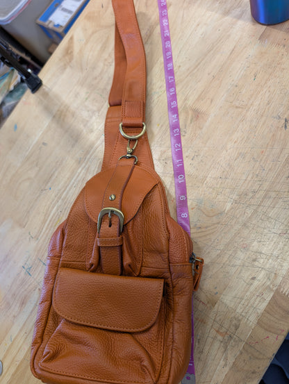 Amerileather petite sling bag burnt orange color