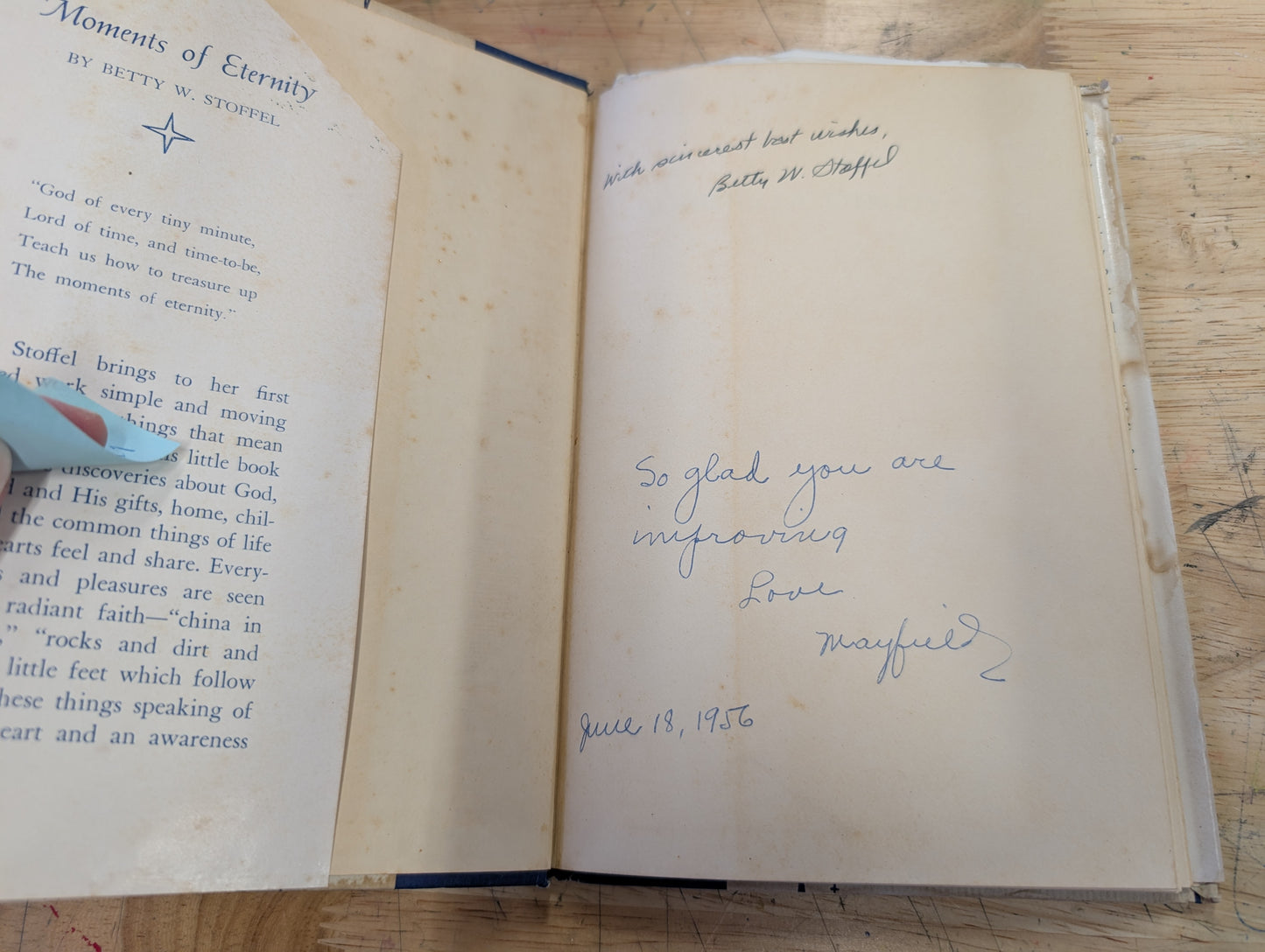 SIGNED moments of eternity poems by Betty w. Stoffel