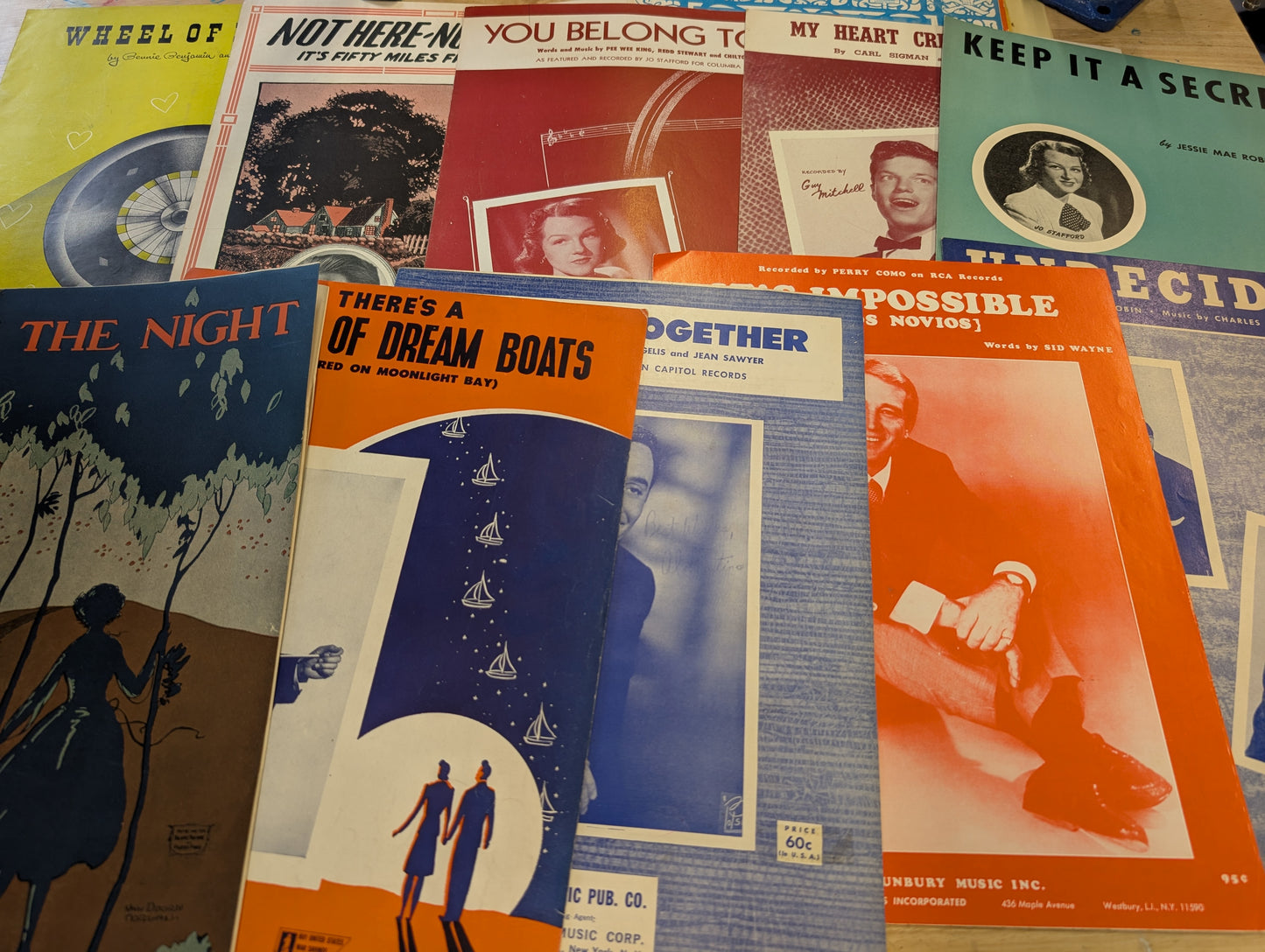 Lot of 10 antique vintage sheet music folios - different songs 1920s-1950s Lot 9