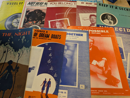 Lot of 10 antique vintage sheet music folios - different songs 1920s-1950s Lot 9