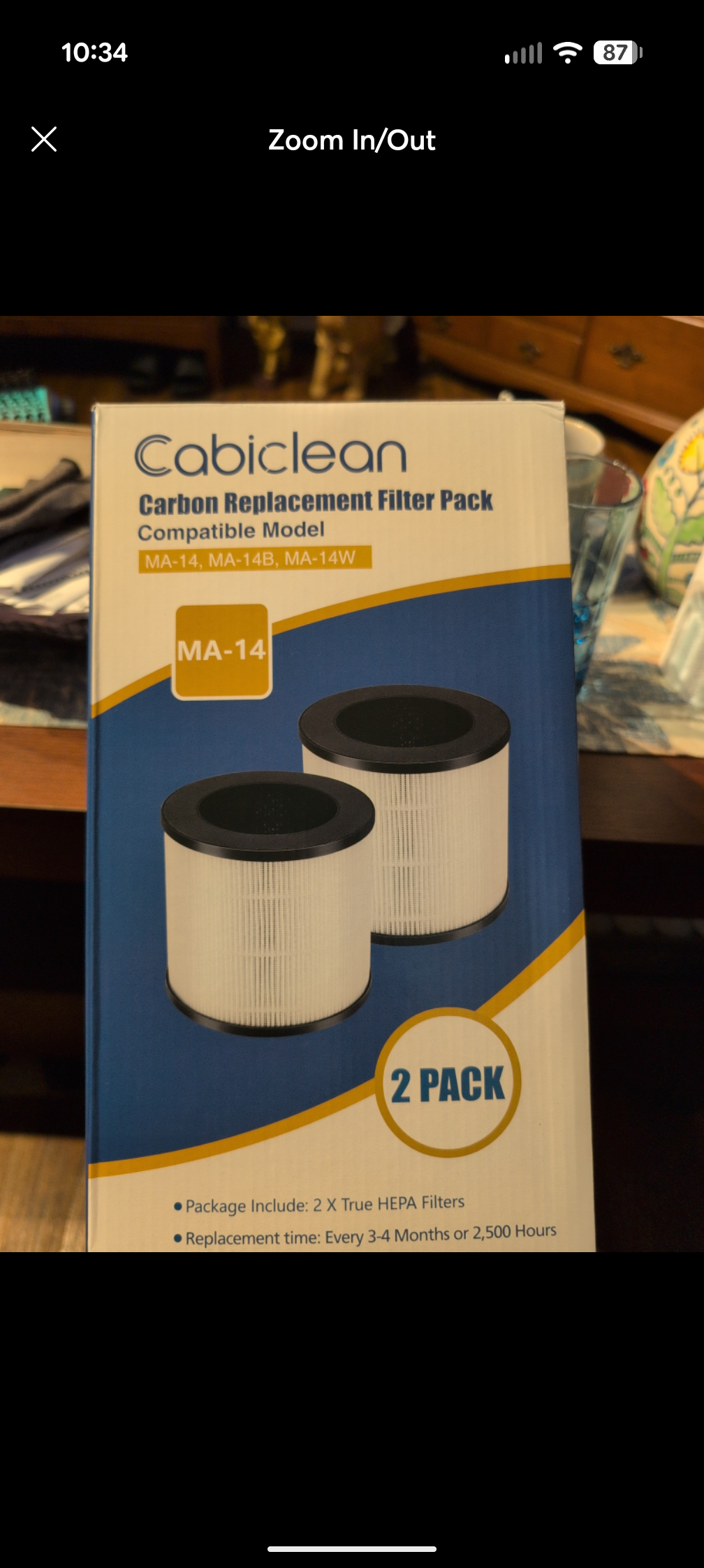 New In Box  Cabiclean replacement air filters MA-14 Two pack
