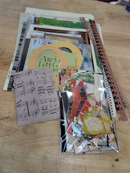 Collage Medley 160+ pieces Fussy Cuts, ephemera, book pages, and more