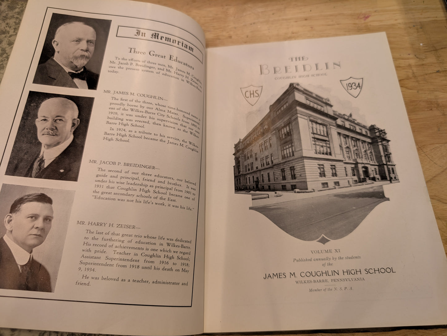The Breidlin 1934 coughlin high School vintage yearbook Wilkes-Barre, PA