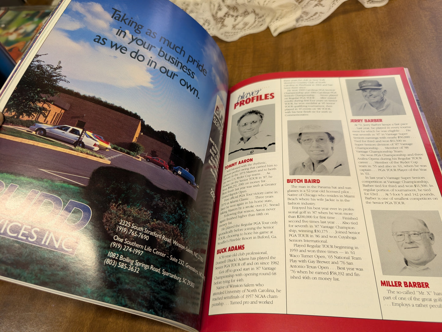 Vantage championship October 5-9 1988 Tanglewood program vintage golf program