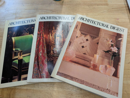 3 vintage architectural digest magazines, October 86, February & March 87 lot 10
