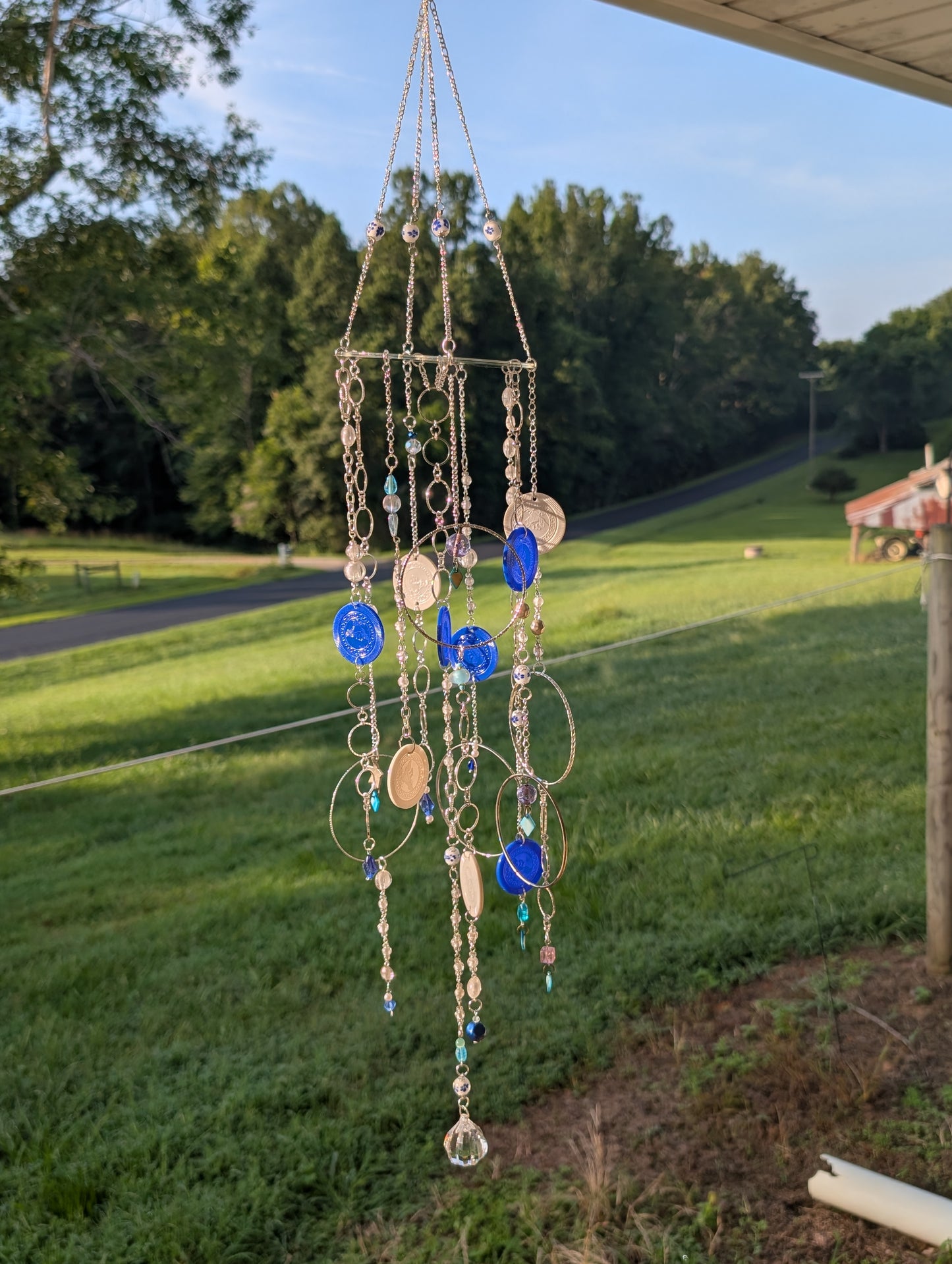 Repurposed CD Blue & White Wind Chime